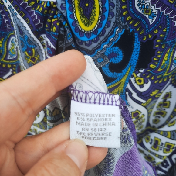 Dressbarn Cap Sleeve V-neck Printed Floral Dress Size 16 - Picture 4 of 7